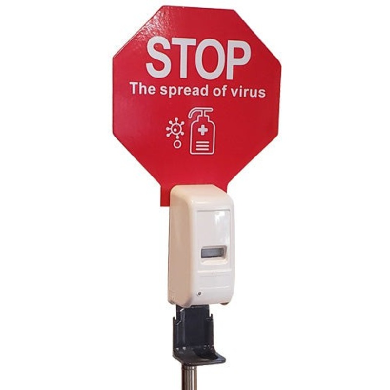 Omcan - Floor Mounted Touchless Battery Operated Hand Sanitizer Station / Soap Dispenser Stand - 46686