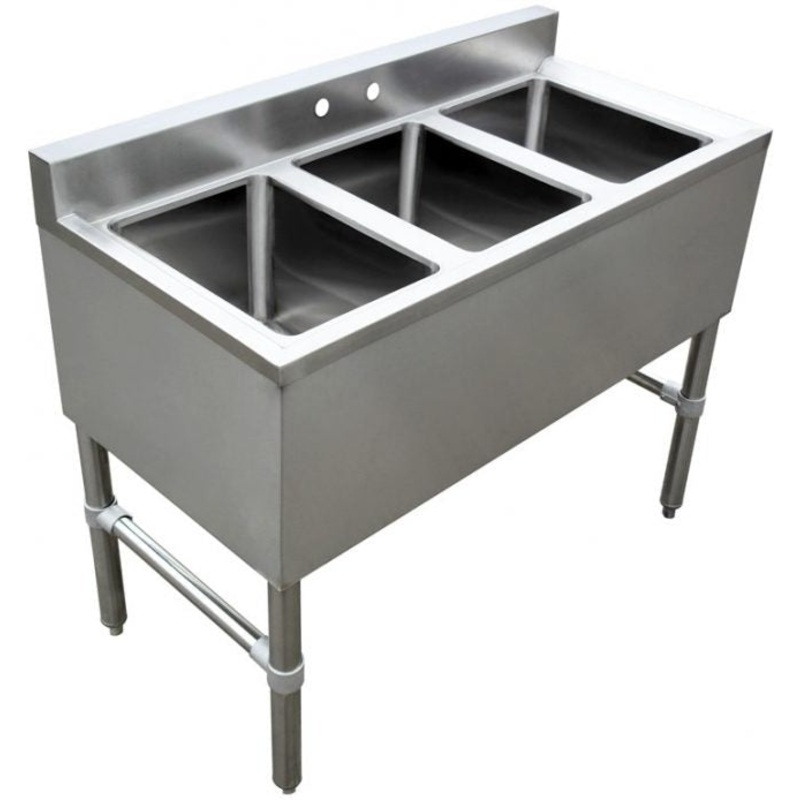 Omcan - Stainless Steel Under-Bar Sink with 3 Compartments and No Drain Boards - 44601