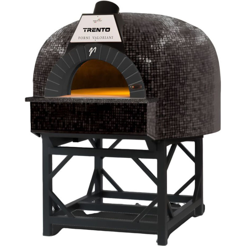 Valoriani - 100 Gas & Wood Fired Pizza Oven with Black Mosaic Metal Dome - 48126