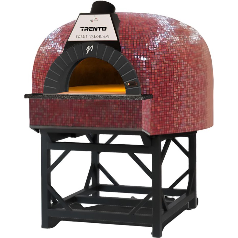 Valoriani - 120 Gas & Wood Fired Pizza Oven with Red Mosaic Metal Dome - 48127