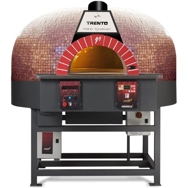 Valoriani - Red Mosaic Rotativo 120 Gas and Wood Fired Pizza Oven with Rotating Deck -48145