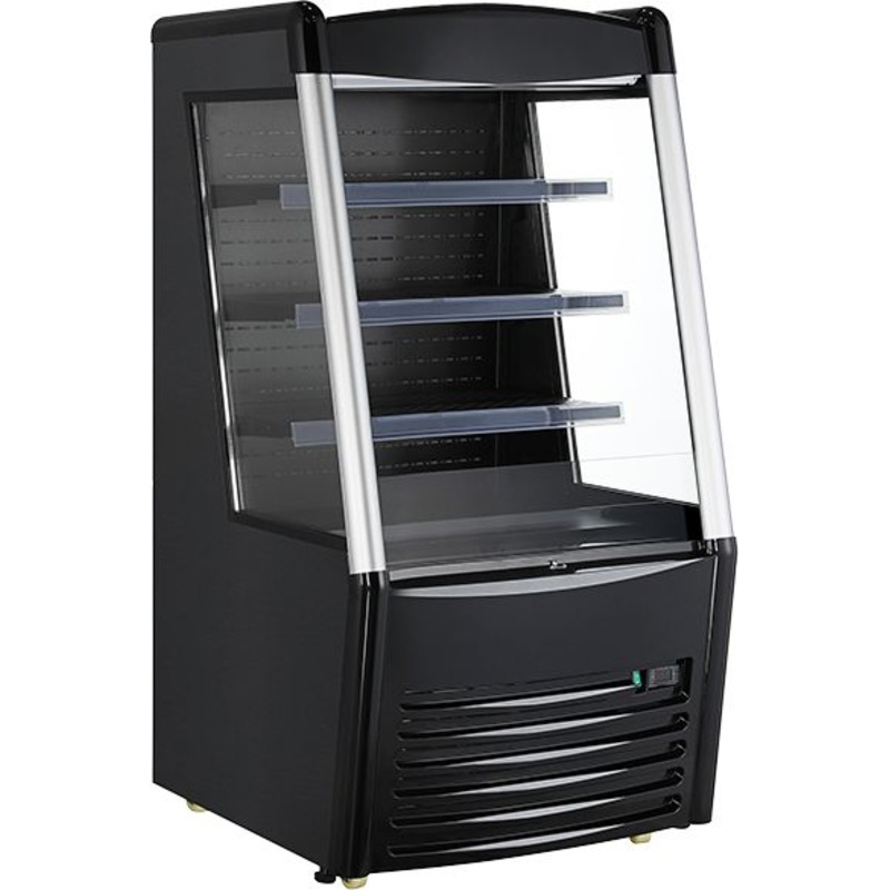 Omcan - 28 Grab-and-Go Open Black Refrigerated Self-Serve Display Case with 9.18 cu.ft. Capacity - 47515