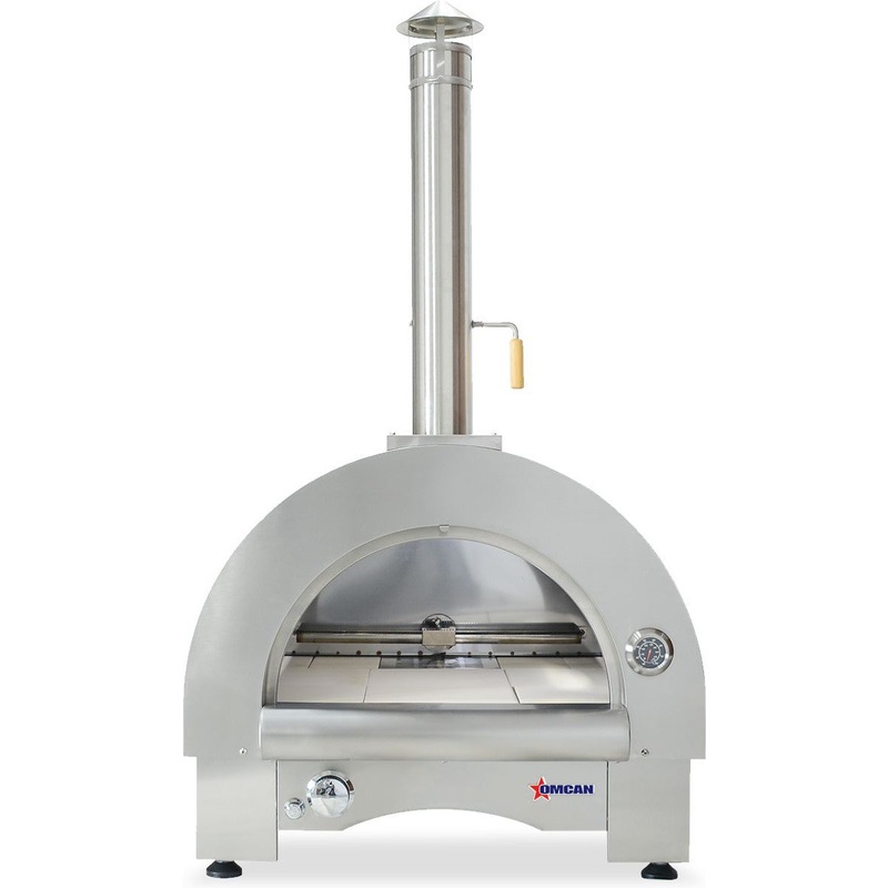Omcan - 33" 35,000 BTU Stainless Steel Countertop Wood Burning and Propane Gas Pizza Oven - 47875