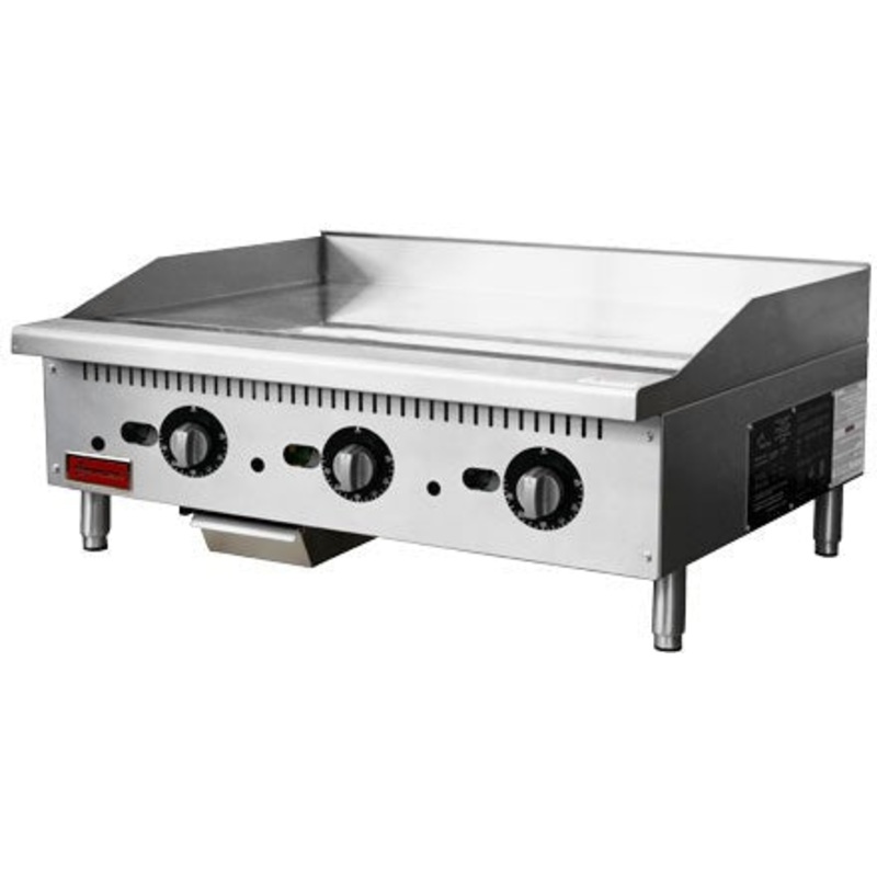 Omcan - 36 Countertop Gas Griddle 3 Burners with Thermostatic Control - 47372