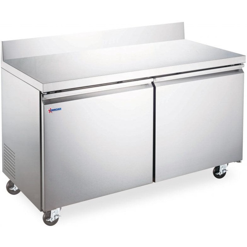 Omcan - 47" Stainless Steel Double Door Worktop Refrigerator with Backsplash - 50097