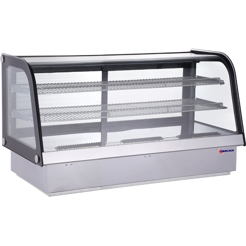 Omcan - 48" Stainless Steel Countertop Drop-in Curved Glass Refrigerated Display Showcase - 47561