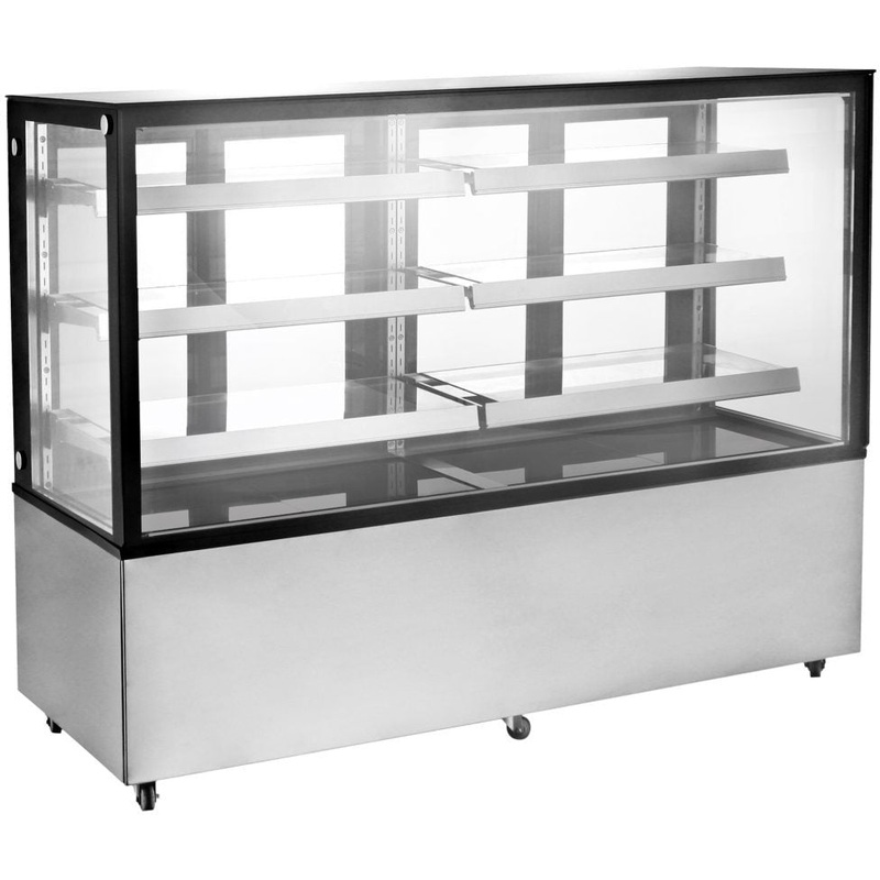 Omcan - 72" Square Glass Floor Refrigerated Display Case - 44505