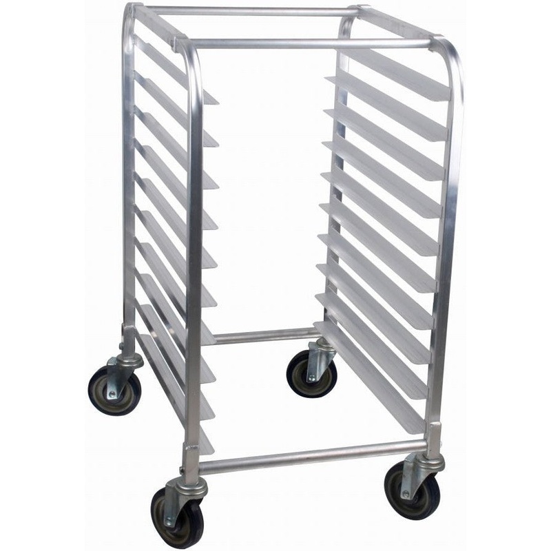 Omcan - Aluminum 10 Slides Mobile Steam Table Pan Rack with 3" Spacing & Curved Top - 48013