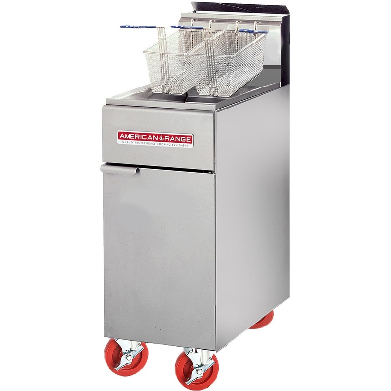 American Range - 15.5" High Efficiency Gas Fryer with 1 Burner, Stainless Steel - AF-50HE