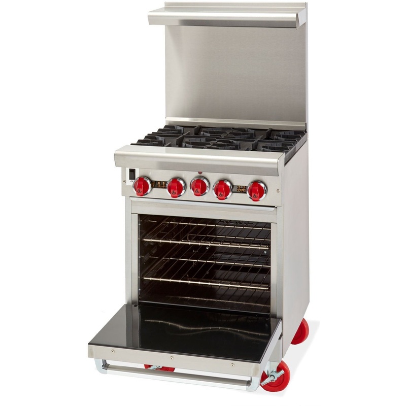 American Range - 24" Restaurant Range With 4 Burners, 20" Standard Oven, Stainless Steel - AR-4