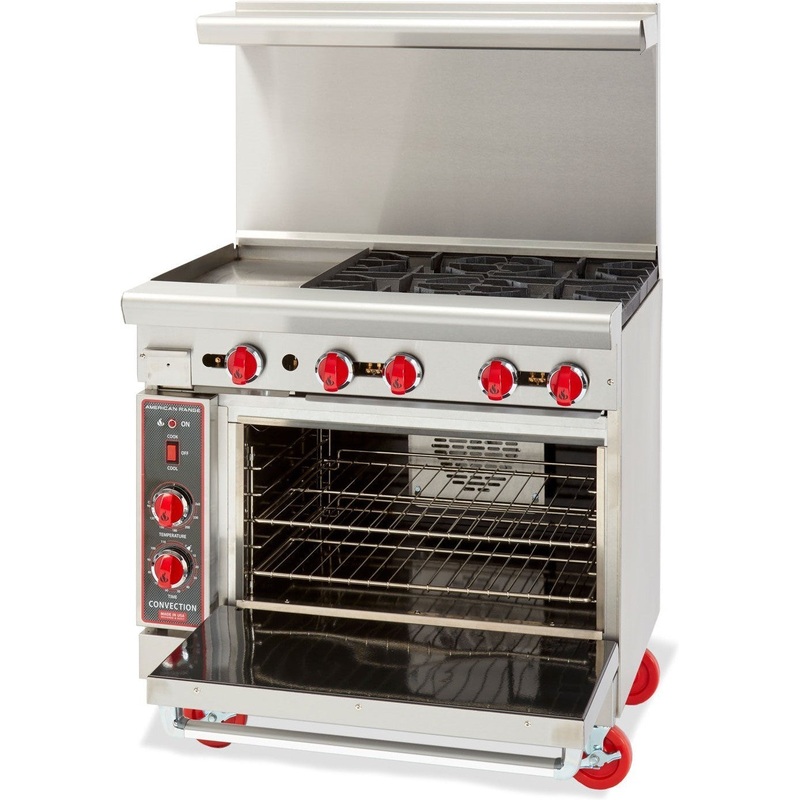 American Range - 36" Restaurant Range With 6 Burners with 26.5" Convection Oven, Stainless Steel - AR-6-C