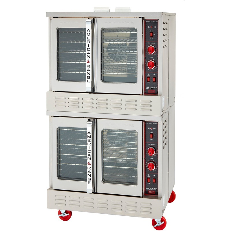 American Range - 40" Majestic Convection Oven Gas Double Deck, 4 Burners with Manual Controls and Solid Doors - MSD-2