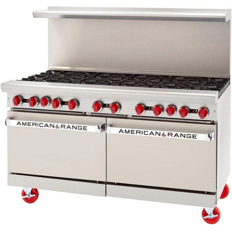 American Range - 60" Restaurant Range 24" Griddles and 6 Burners With 26.5" 2 Standard Ovens, Stainless Steel - AR-24G-6B