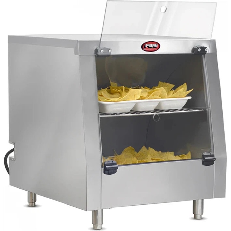 FWE - 120V 15 Gallon Capacity Stainless Steel Chip Warmer with Drop Down Hopper - HMC-230 (Special Order 4-6 weeks)