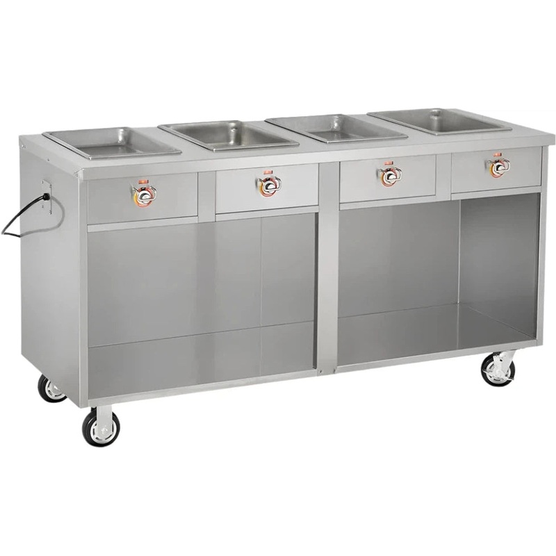 FWE - 120V 68.75" Hot Food Table with 4 Wells & Undershelf - HLC-4W6-1-DRN (Special Order 4-6 weeks)