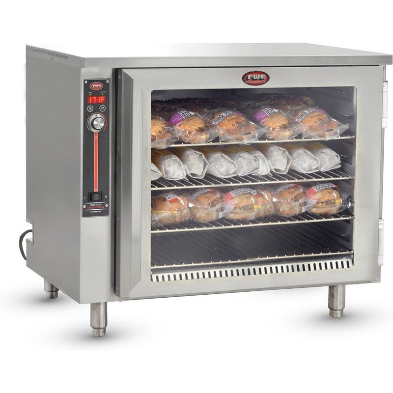FWE - 120V Countertop Insulated Heated Holding Cabinet with 1 Clear Door and 4 Pans Capacity - HLC-SL1826-4 (Special Order 4-6 weeks)