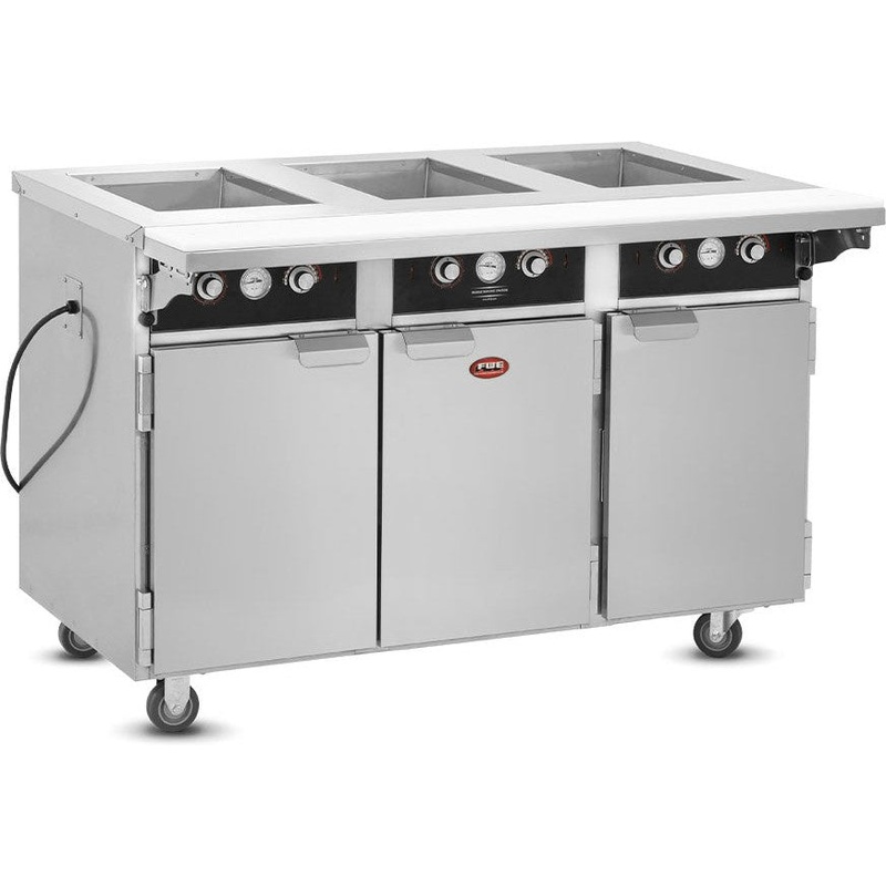 FWE - 220-240V 3 Deep Wells Electric Hot Food Serving Counter with Thermostatic Controls - HLC-3W6-7H-21-HWR (Special Order 4-6 weeks)