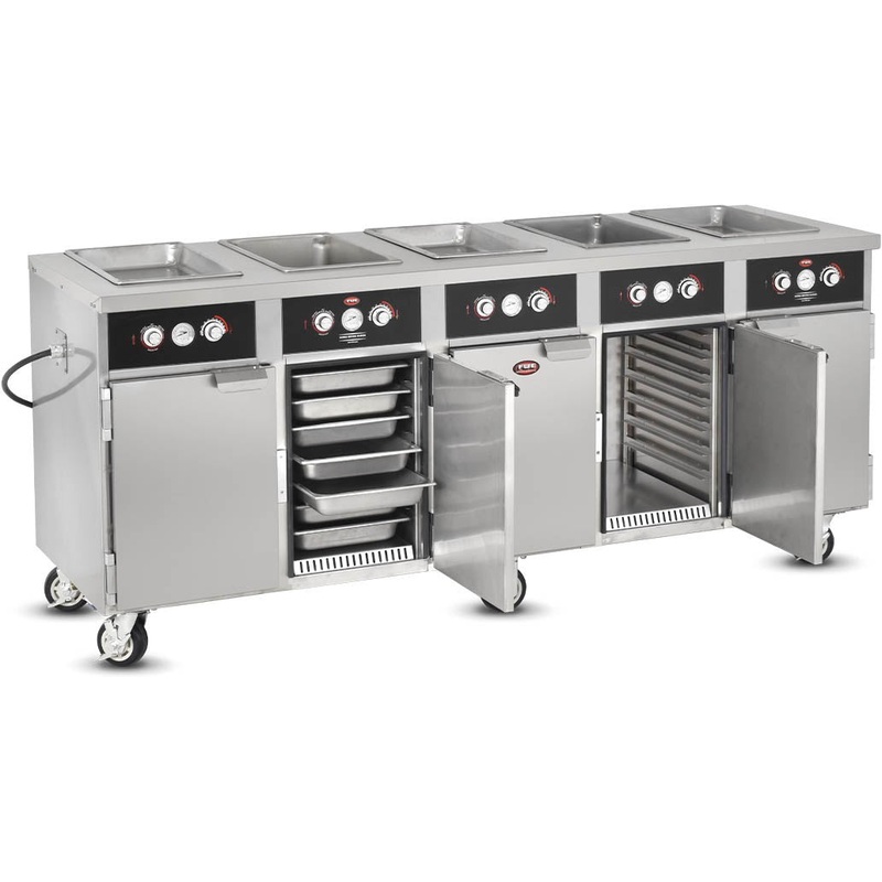 FWE - 220-240V 5 Deep Wells Electric Hot Food Serving Counter with Thermostatic Controls - HLC-5W6-7H-35-HWR (Special Order 4-6 weeks)