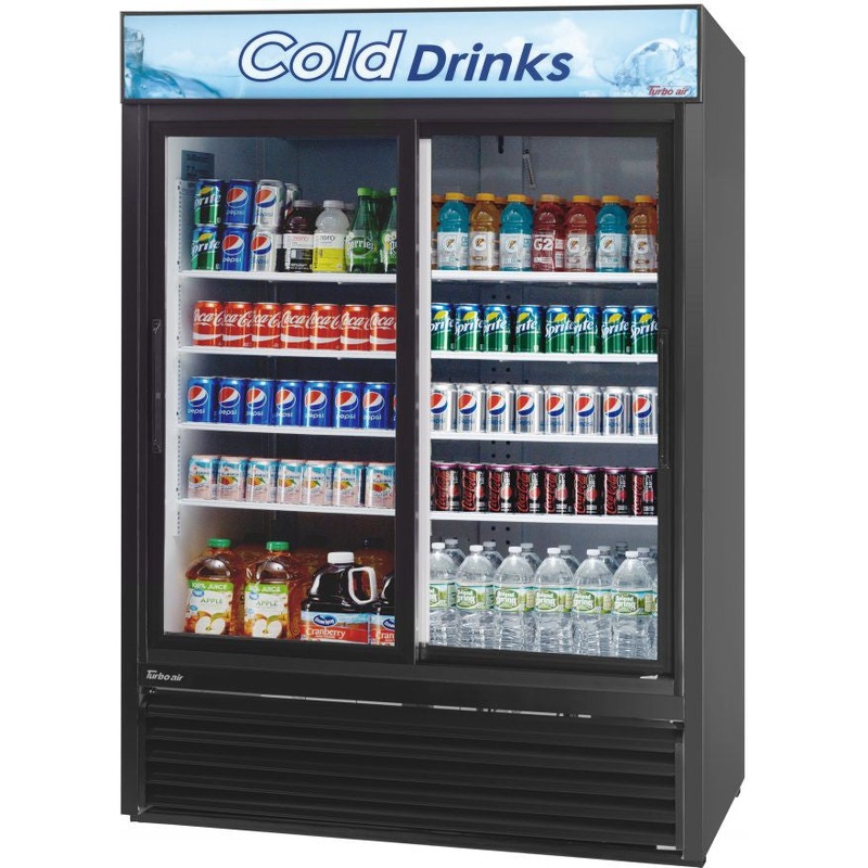 Turbo Air - 55.7" Black Refrigerated Sliding Glass Door Merchandiser - TGM-48RB-N