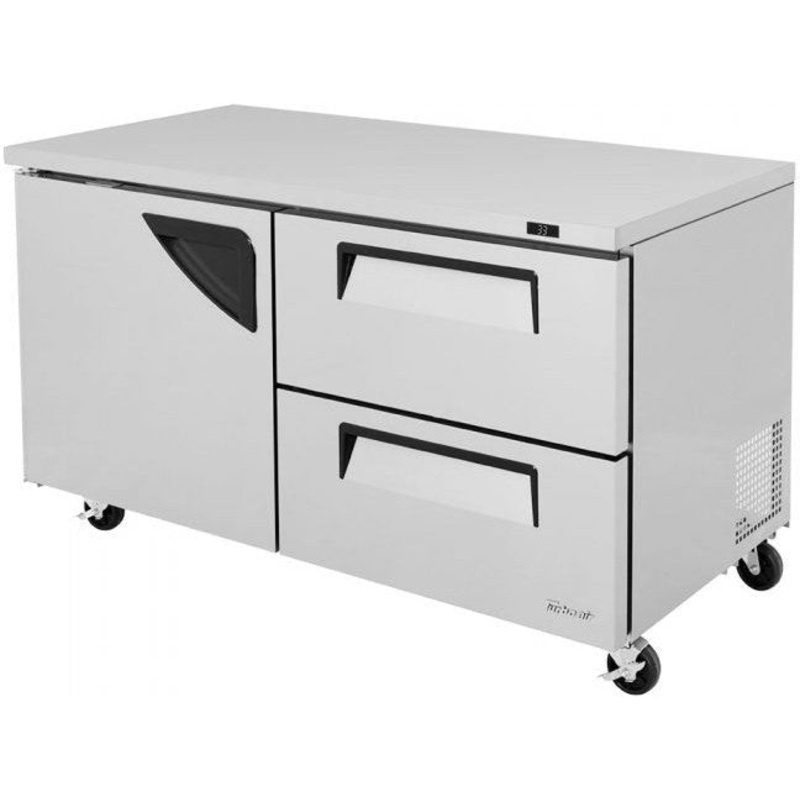 Turbo Air - Super Deluxe 60" Undercounter Refrigerator with 2 Drawers and 1 Solid Door - TUR-60SD-D2-N