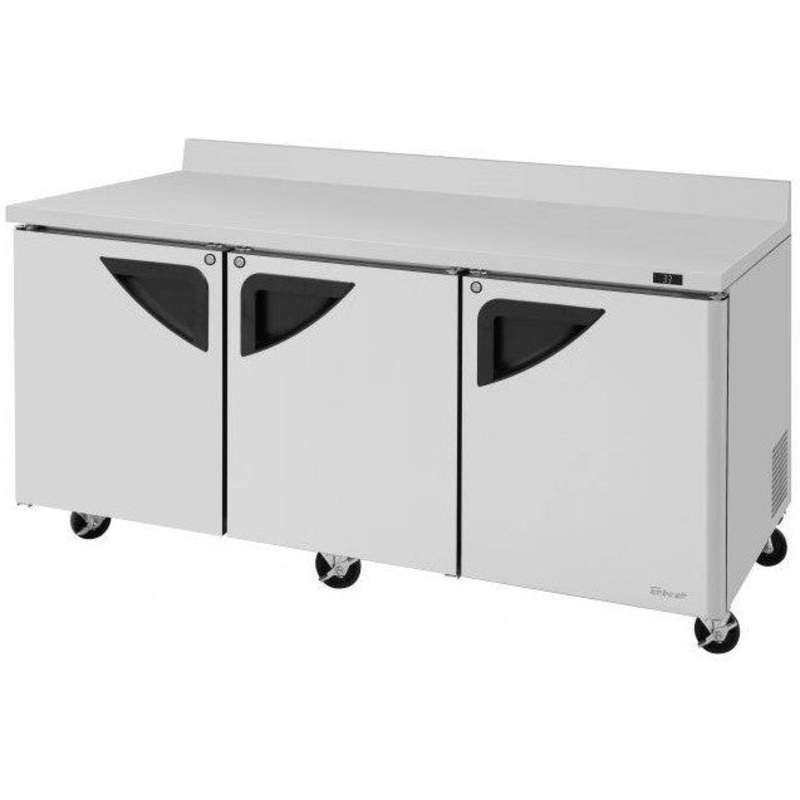 Turbo Air - Super Deluxe 72" Worktop Refrigerator with 3 Solid Doors - TWR-72SD-N