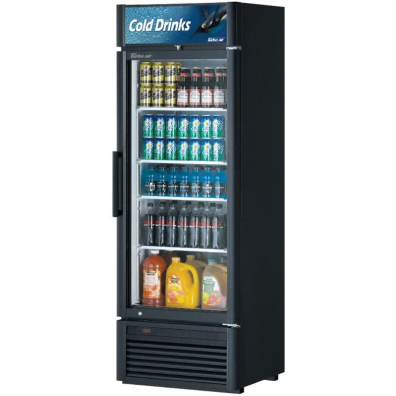 Turbo Air - Super Deluxe Series 27" Black Single Glass Door Refrigerated Merchandiser - TGM-20SDB-N6