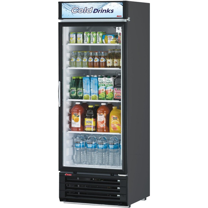Turbo Air - 28.75" Black Refrigerated Glass Door Merchandiser with LED Lighting and Advertising Panel - TGM-22RVB-N6