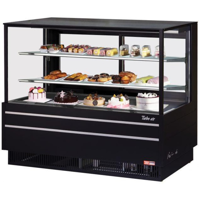 Turbo Air - 60" Black European Straight Front Flat Glass Refrigerated Bakery Display Case - TCGB-60UF-B-N