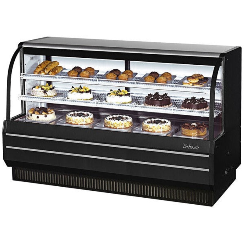 Turbo Air - 72" Black Curved Glass Refrigerated and Dry Two Section Bakery Display Case - TCGB-72CO-B-N