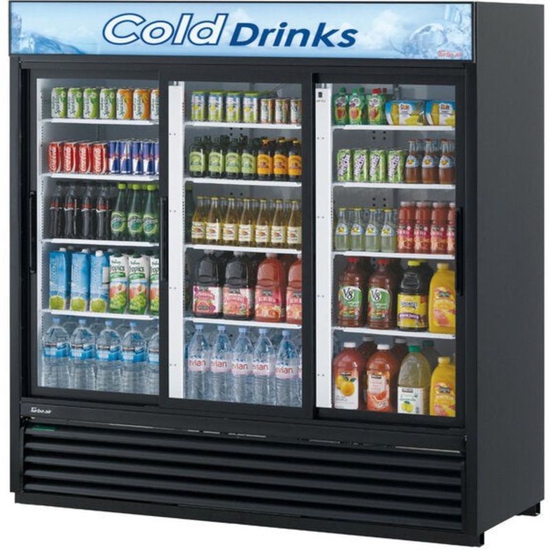 Turbo Air - 78" Black Refrigerated Sliding Glass Door Merchandiser - TGM-69RB-N