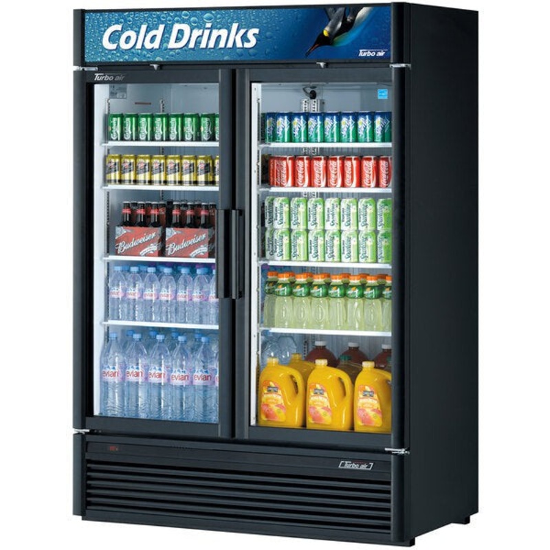 Turbo Air - Super Deluxe Series 54" Black Two Glass Door Refrigerated Merchandiser - TGM-47SDB-N