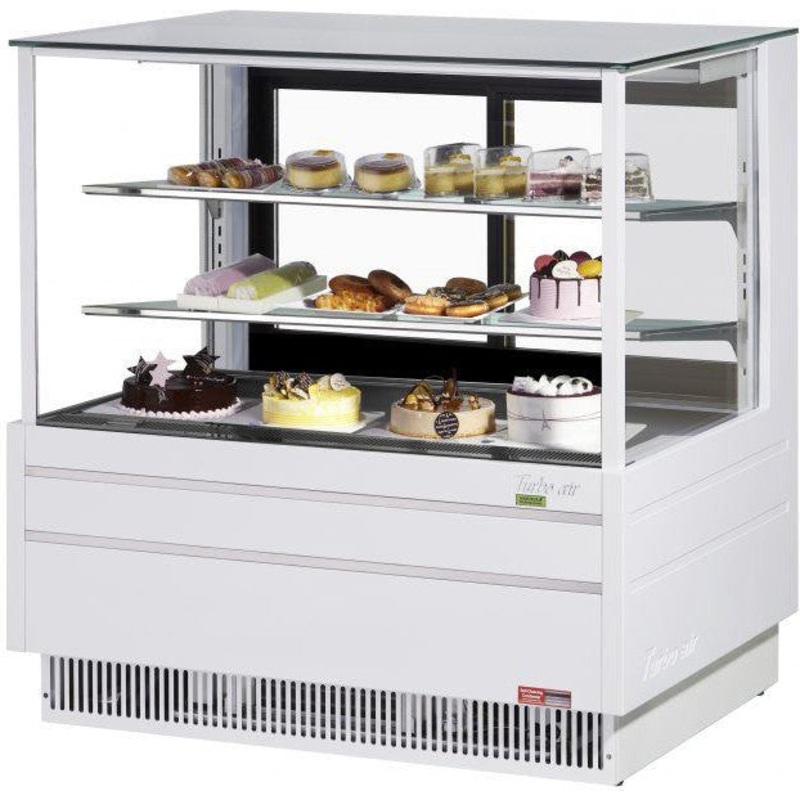 Turbo Air - 48" White European Straight Front Flat Glass Refrigerated Bakery Display Case - TCGB-48UF-W-N