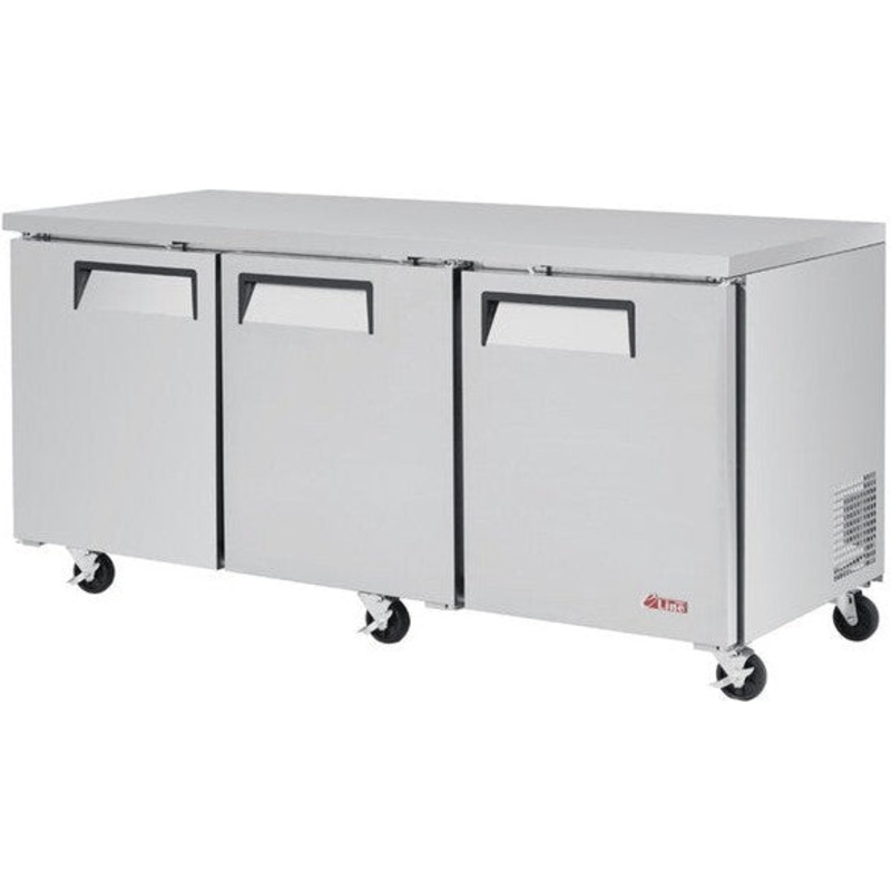 Turbo Air - 72" Undercounter Refrigerator With 3 Solid Doors - EUR-72-N