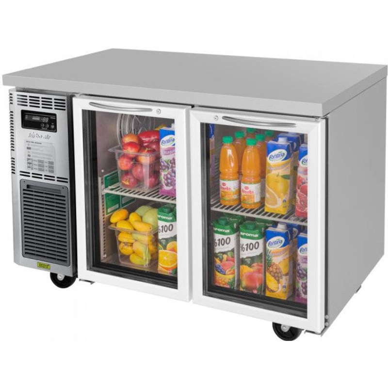 Turbo Air - J Series 48" Undercounter Refrigerator with Side Mounted Compressor with 2 Glass Doors - JUR-48-G-N