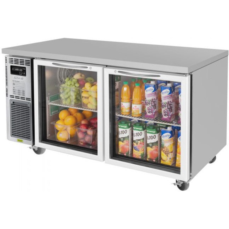 Turbo Air - J Series 60" Undercounter Refrigerator with Side Mounted Compressor with 2 Glass Doors - JUR-60-G-N