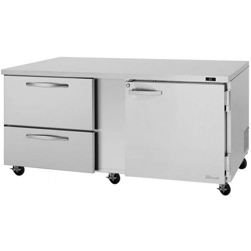 Turbo Air - PRO Series 72.6" Undercounter Refrigerator with 2 Drawers and 1 Right Hinged Door - PUR-72-D2R-N