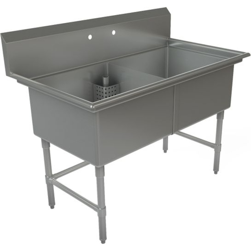 Tarrison - 42" 16 Gauge Two Compartment Sink Without Drainboard - TA-CDS21816-KIT