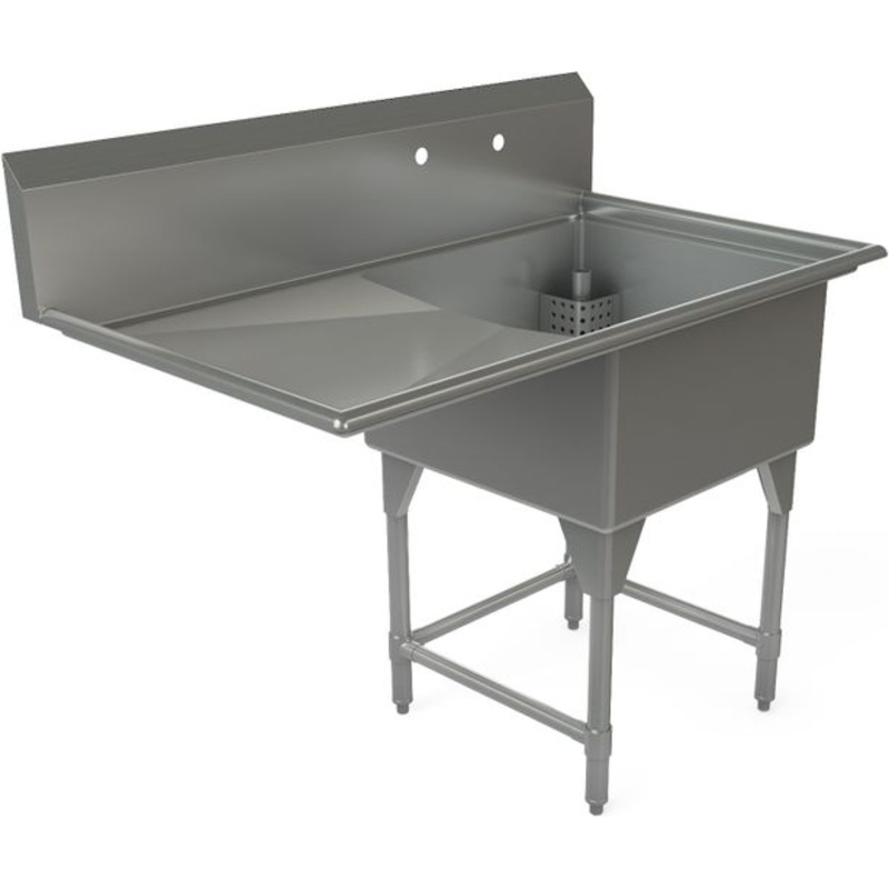 Tarrison - 51" 18 Gauge One Compartment Sink with Left Drainboards - TA-CDS124L-KIT