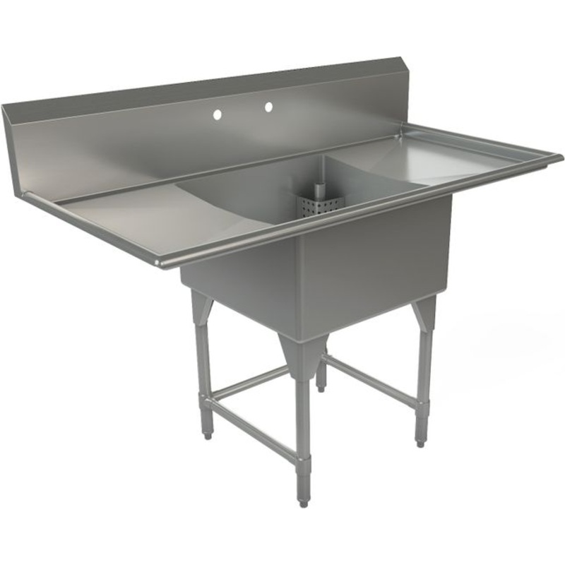 Tarrison - 60" 18 Gauge One Compartment Sink with Both Side Drainboards - TA-CDS124LR-KIT