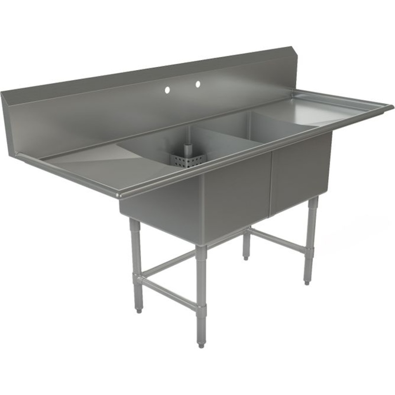 Tarrison - 72" 16 Gauge Two Compartment Sink with Left and Right Drainboard - TA-CDS218LR16-KIT
