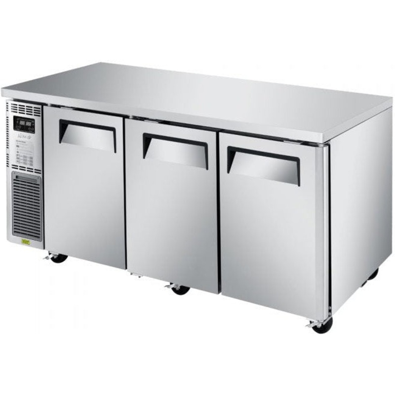 Turbo Air - 72" Dual Temperature Undercounter Refrigerator / Freezer with 3 Solid Doors - JURF-72-N