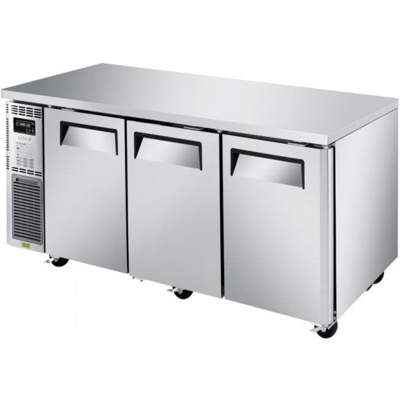 Turbo Air - J Series 72" Narrow Undercounter Refrigerator with Side Mounted Compressor and 3 Solid Doors - JUR-72S-N6