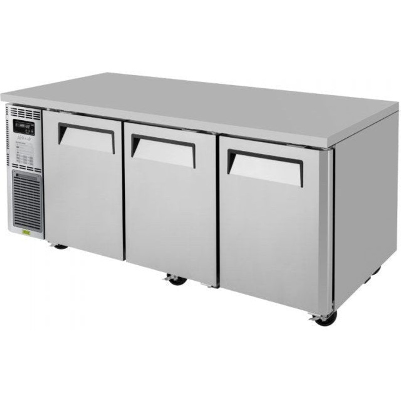 Turbo Air - J Series 72" Undercounter Refrigerator with Side Mounted Compressor with 3 Solid Doors - JUR-72-N6