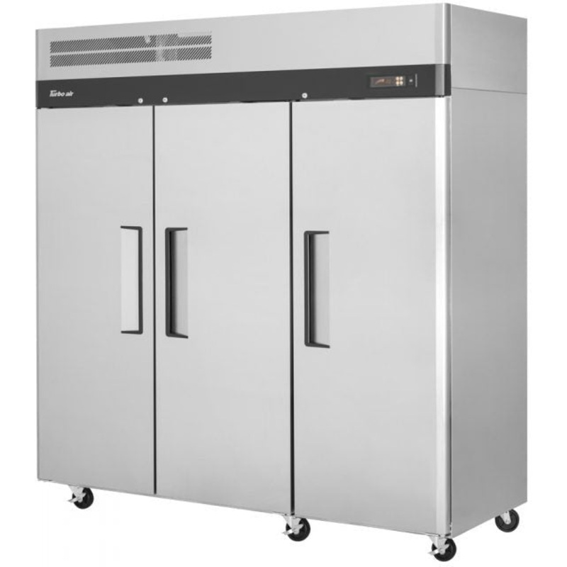 Turbo Air - M3 Series 78" Solid Door Stainless Steel Reach-In Refrigerator with 3 Solid Doors - M3R72-3-N