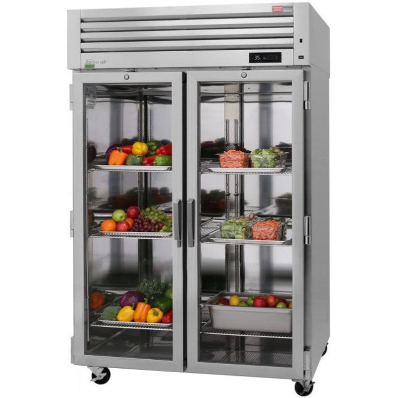 Turbo Air - PRO Series 51.75" Top Mounted 2 Section Glass Door Refrigerator - PRO-50R-G-N