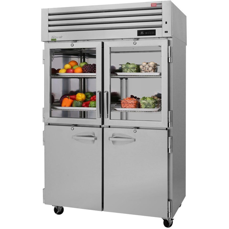 Turbo Air - PRO Series 51.75" Top Mounted Refrigerator with 4 Glass/Solid Combi Half Doors - PRO-50R-GSH-N