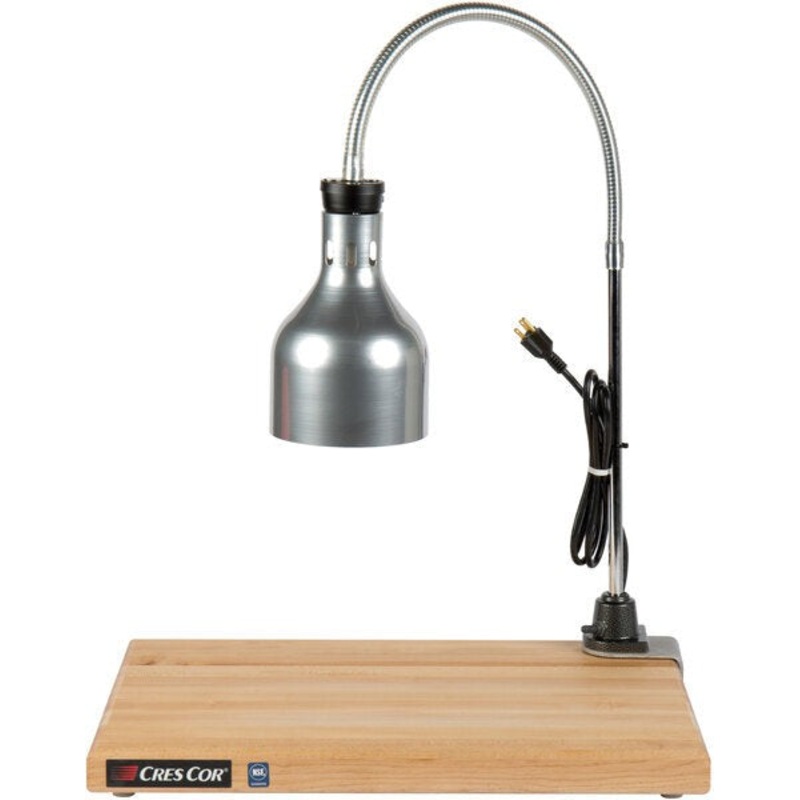 Cres Cor - Portable Carving Station With Wood Cutting Board, Nickel Polished Lamp - EO IFW-61-GL-10PN (Pre-Order Now, ETA 7-8 Weeks)