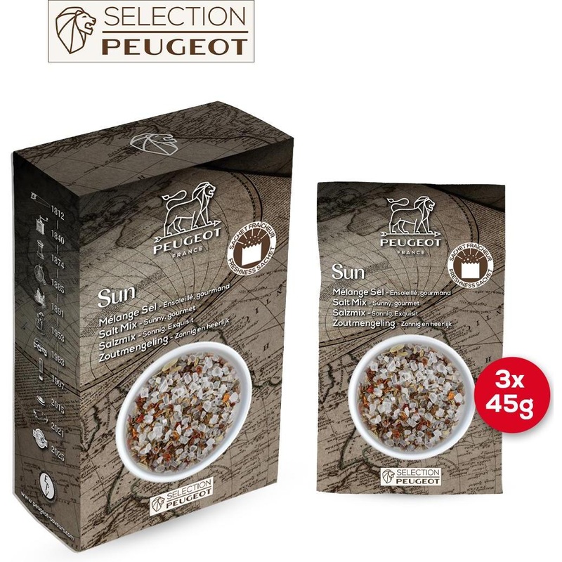 Peugeot - Sun Salt Blend 135g, Pack of 3 x 45g Sachets - 46927