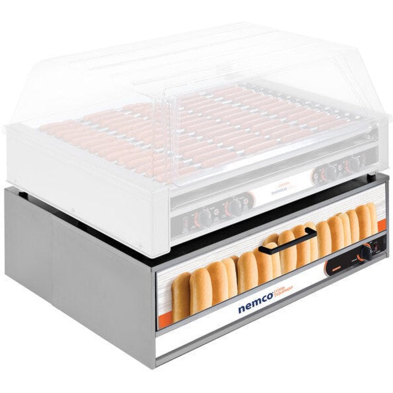 Nemco - 120V Moist Heat Hot Dog Bun Warmer for 8075 Series Roller Grills with 64 Buns Capacity - 8075-BW