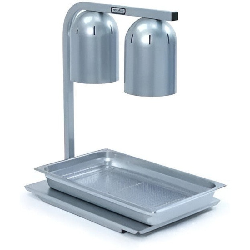 Nemco - 120V Two Bulb Freestanding Heat Lamp with Pan and Screen - 6000A-2TP